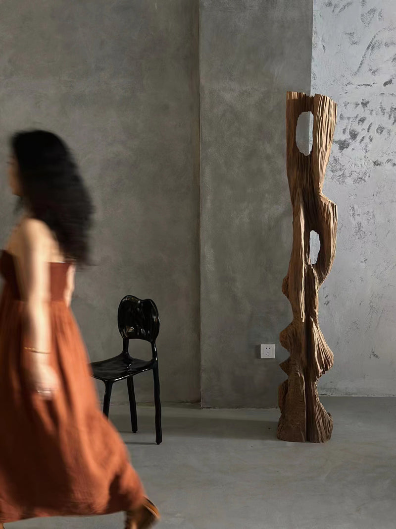 Wabi-Sabi Columnar Wood Sculpture