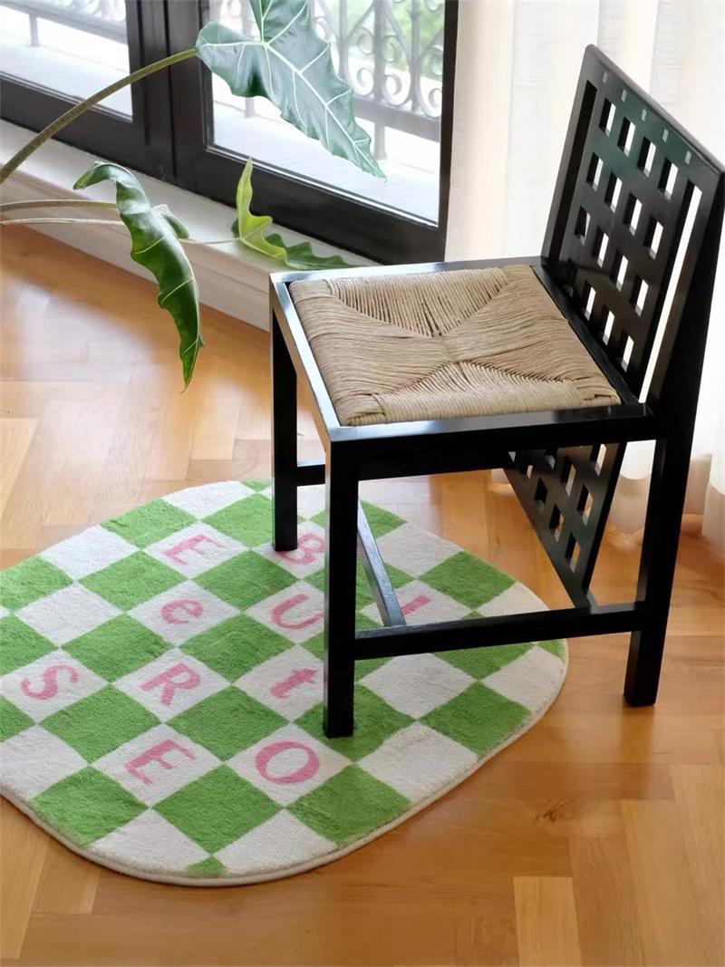 Handcrafted solid wood lattice back vintage mother-of-pearl art chair