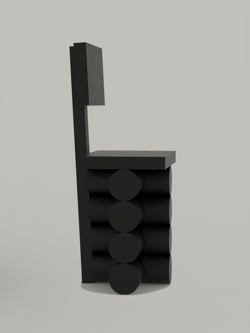 Modern minimalist geometric design multifunctional matte black solid wood art chair