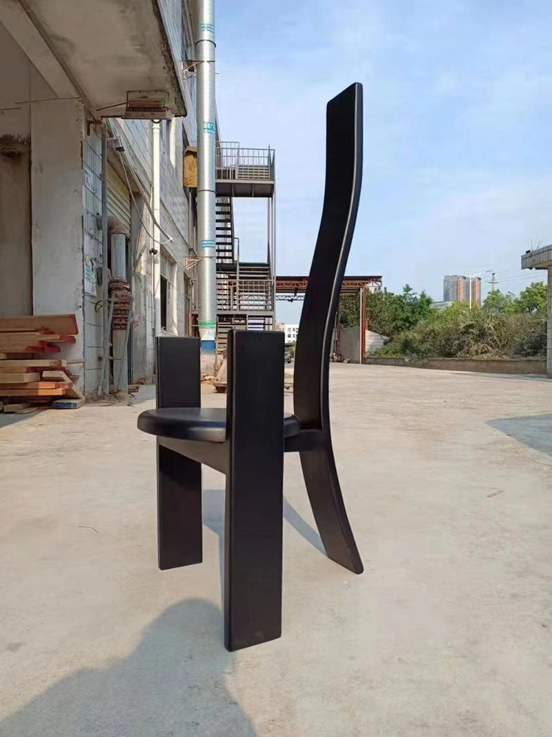 Modern Italian Black Wood High Back Chair