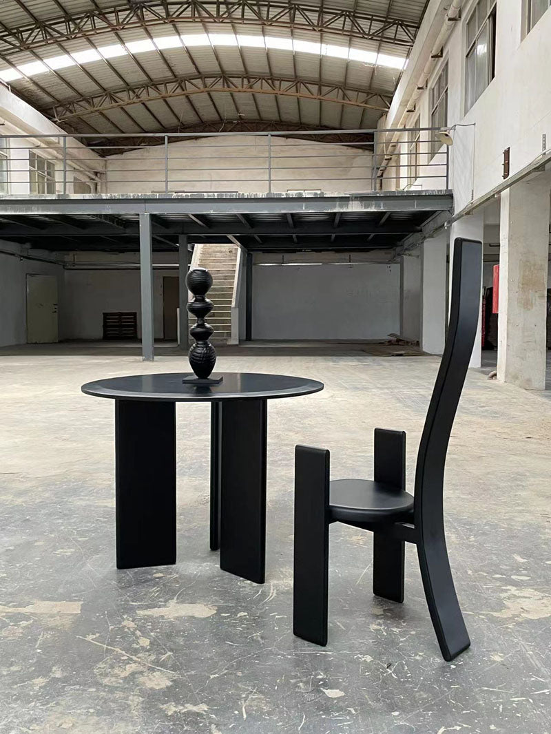 Modern Italian Black Wood High Back Chair