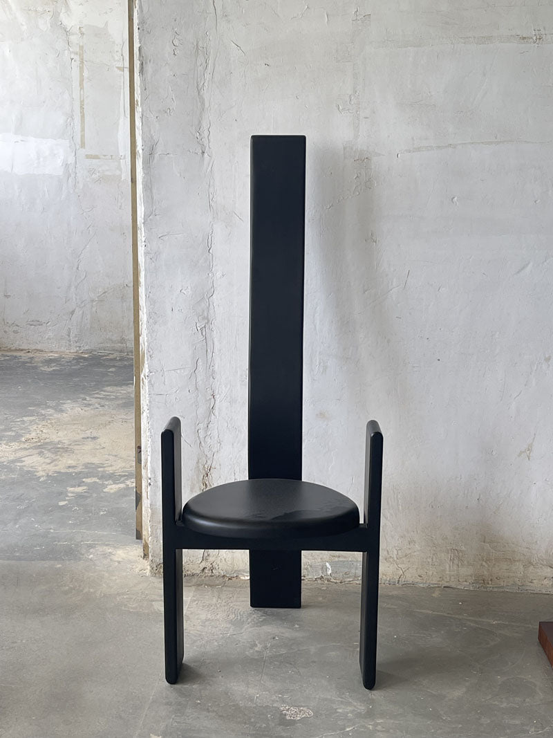 Modern Italian Black Wood High Back Chair