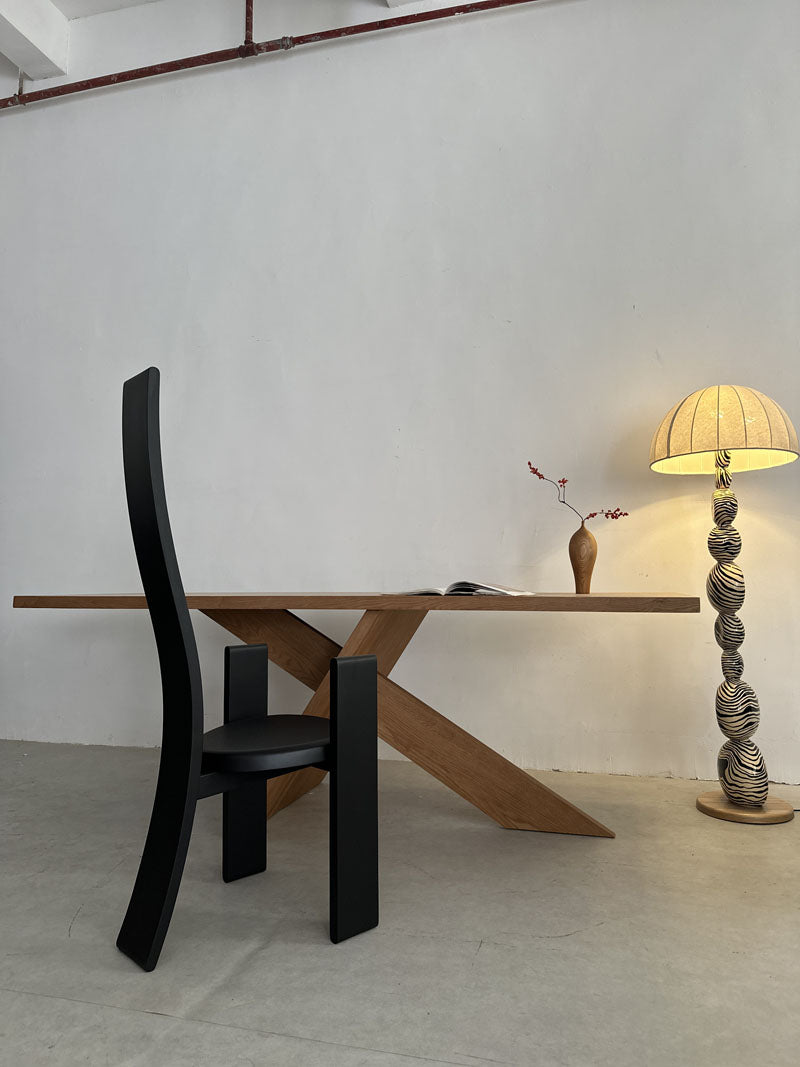 Modern Italian Black Wood High Back Chair