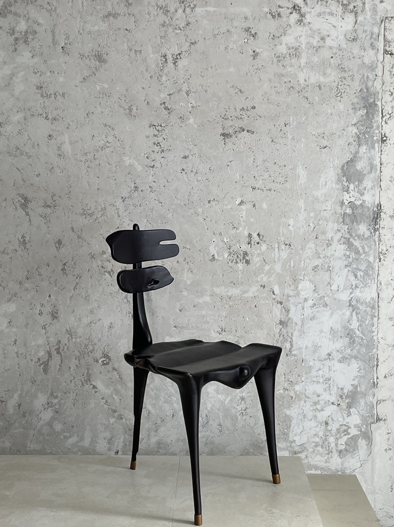Solid wood sculpture dining chair designer furniture