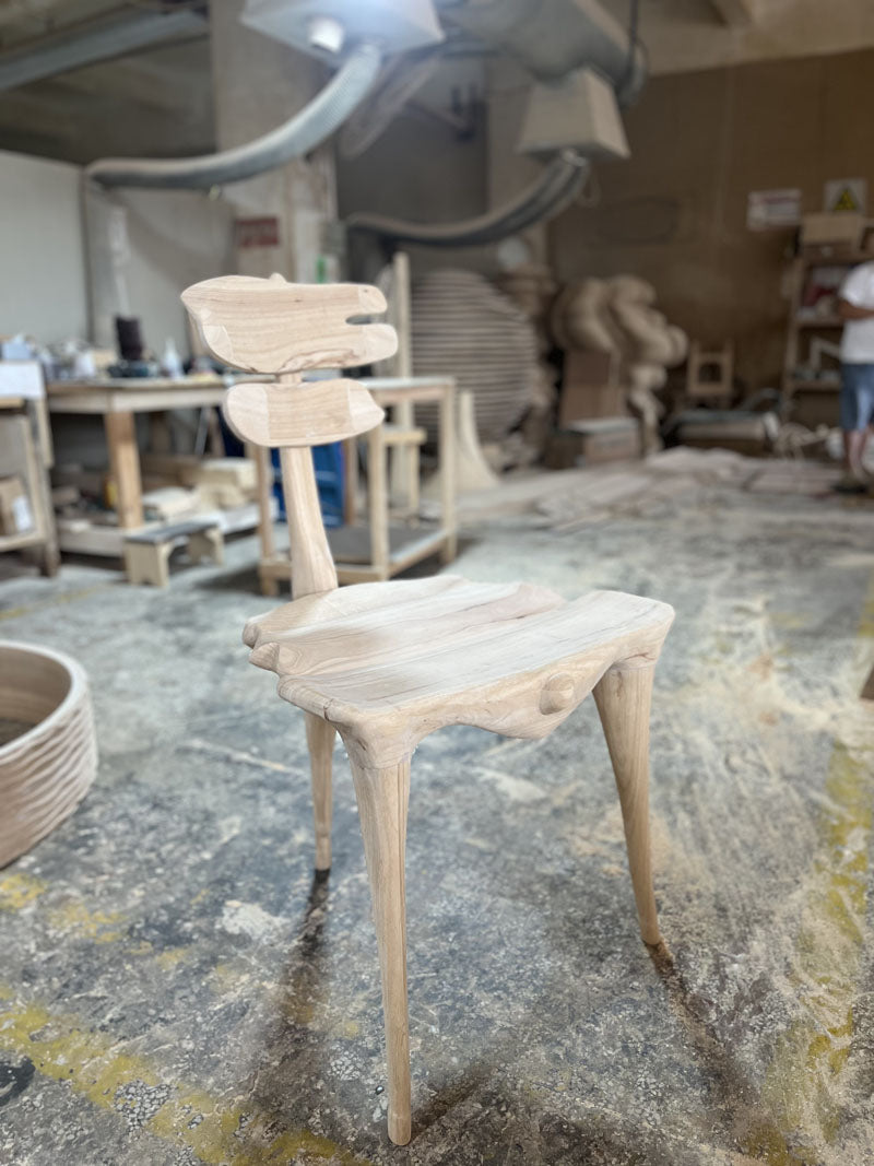 Solid wood sculpture dining chair designer furniture