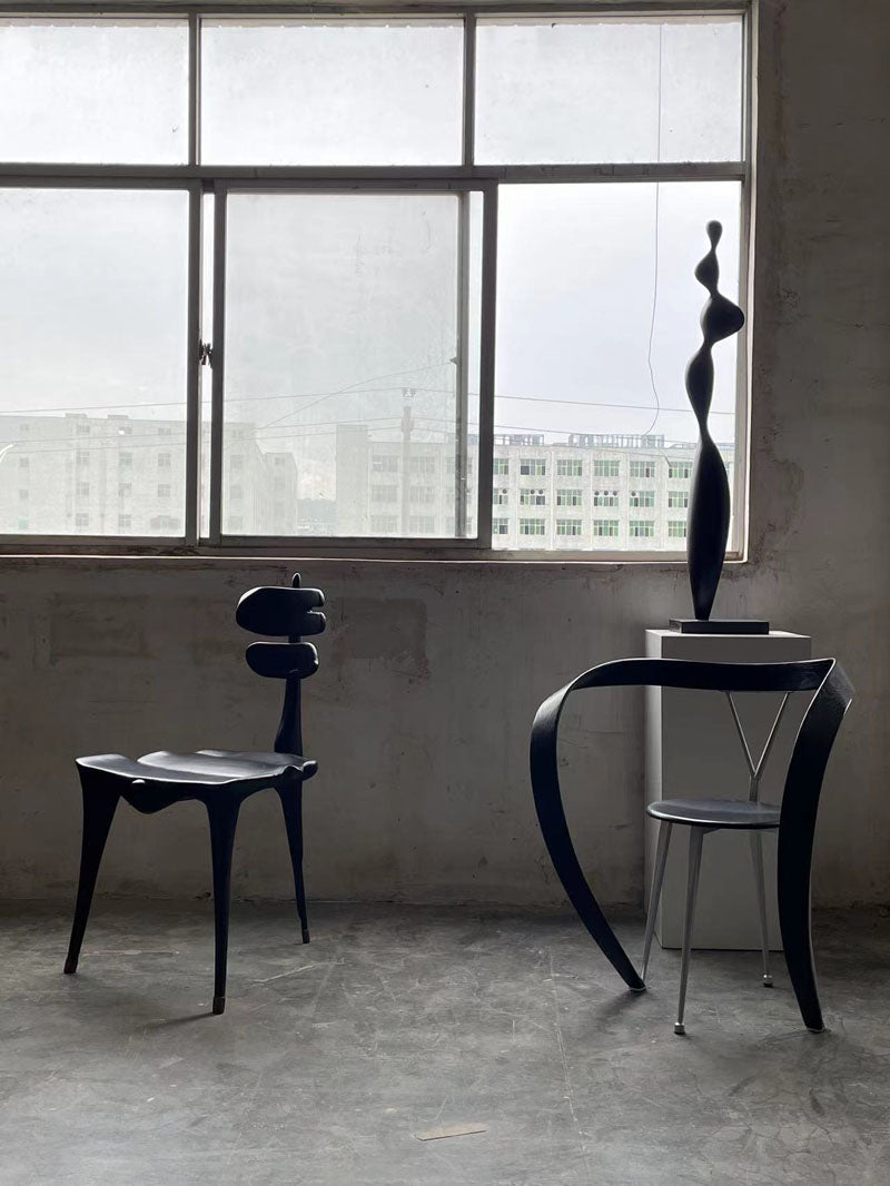 Solid wood sculpture dining chair designer furniture