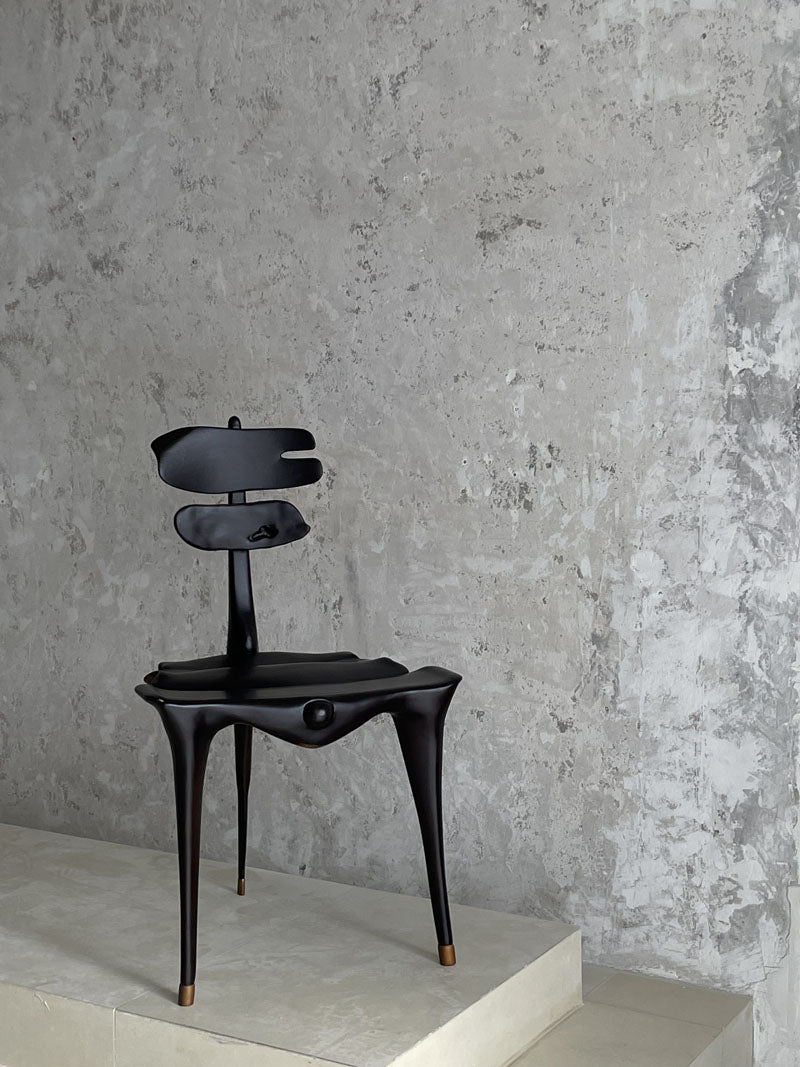 Solid wood sculpture dining chair designer furniture