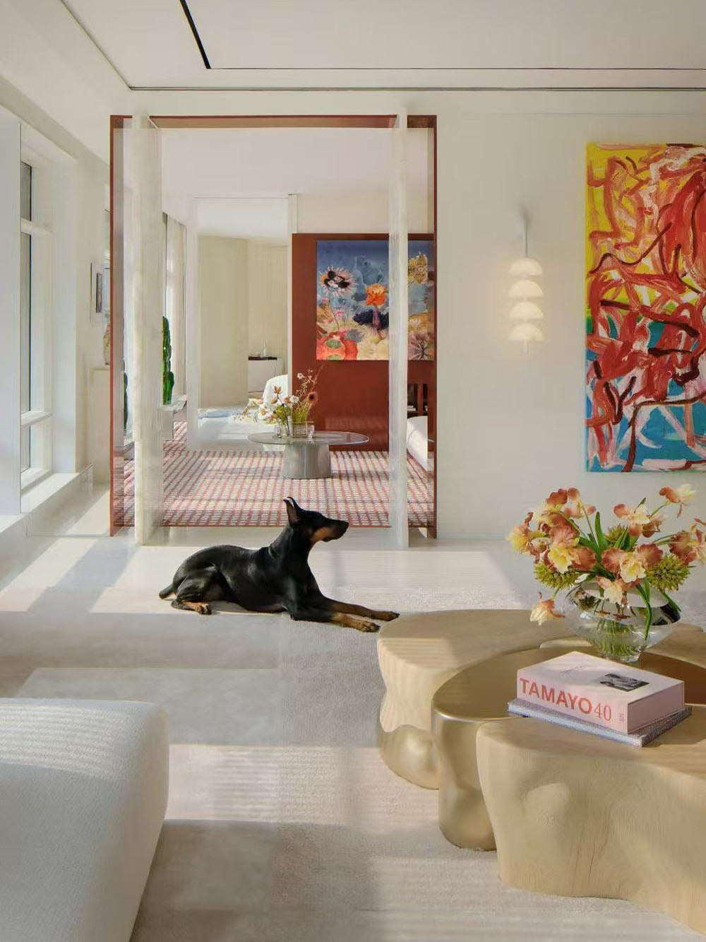 Bedroom with large windows and modern decor