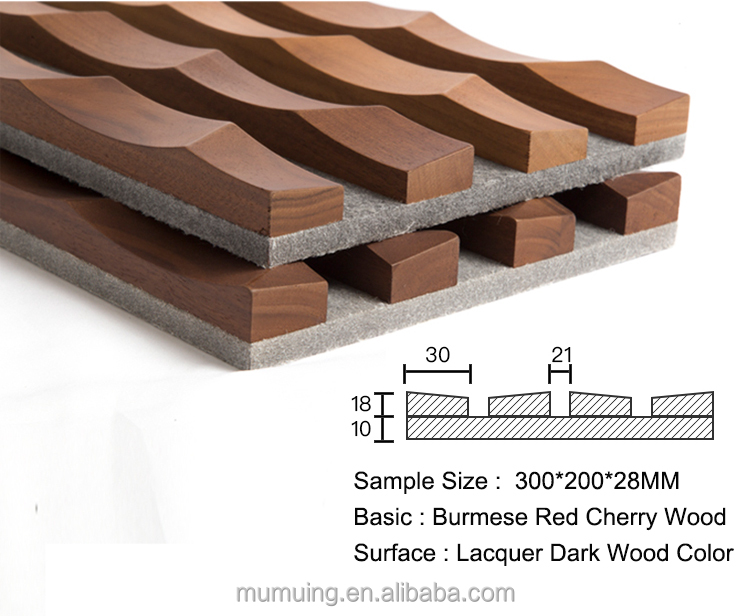 Solid Timber 3D Interior Room Slat Wood Cladding Decoration Wainscoting Wall Panels