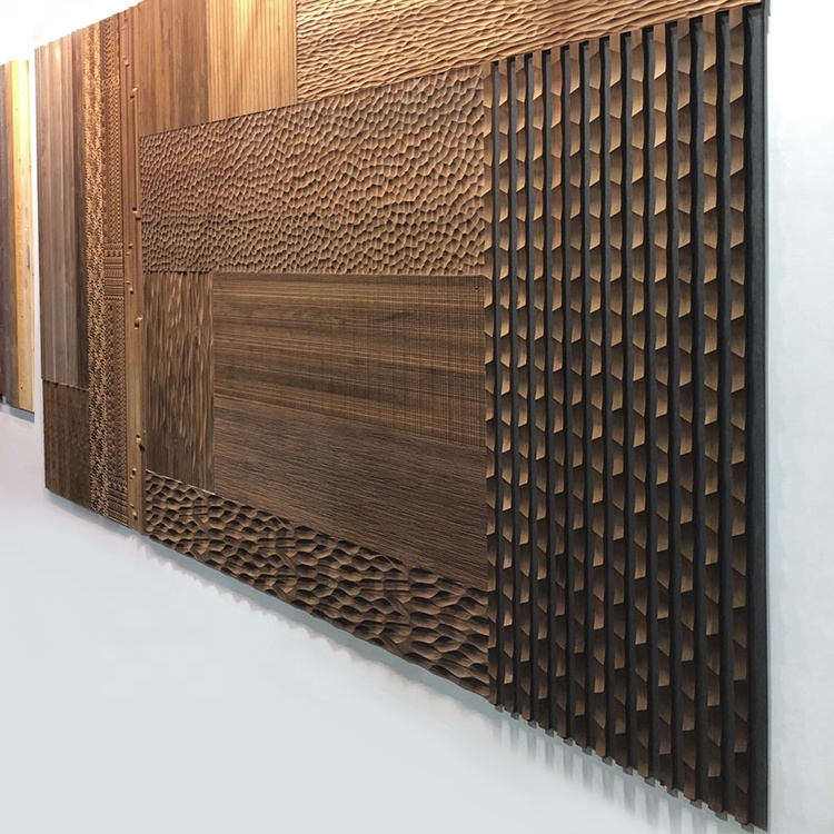 Home Interior Decoration Materials Cladding Slat 3D Composite Solid Wood Fluted Wallboard Wood Wall Panel