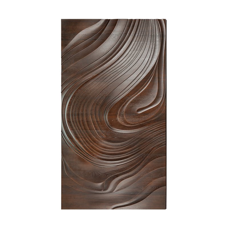 3D Teak Solid Wood Carved Door Suitable for Villa and Hotel Lobby Entrance Wooden Door