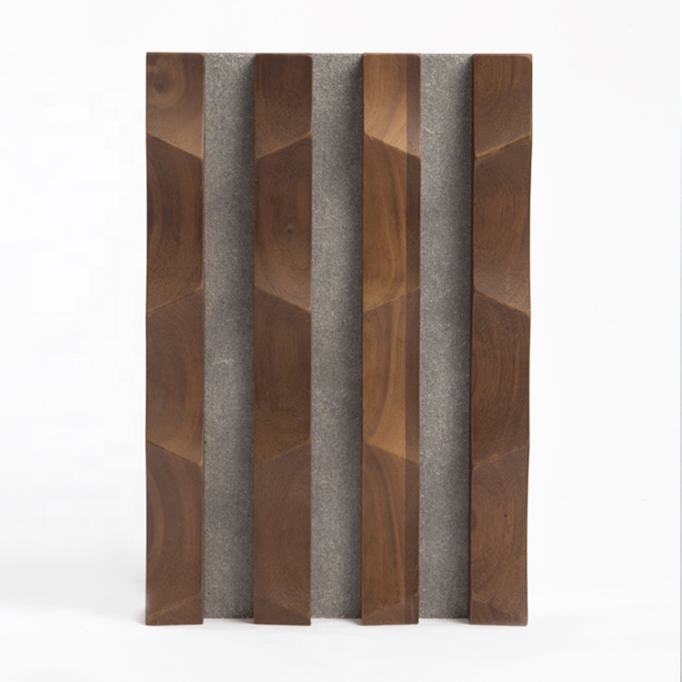Solid Timber 3D Interior Room Slat Wood Cladding Decoration Wainscoting Wall Panels