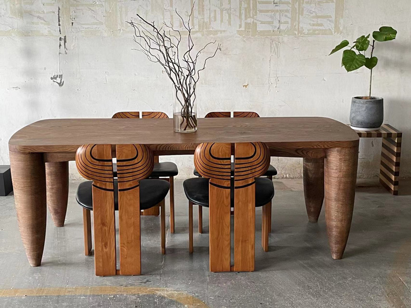 Wooden Dinning Table Set with 4 African style chairs 