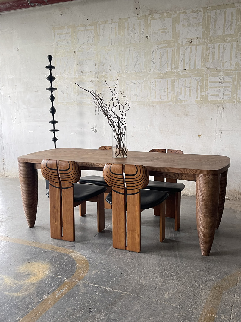 Wooden Dinning Table Set with 4 African style chairs 
