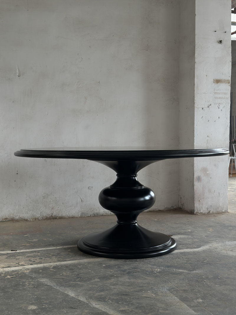 American Light Luxury Wood Black Round Table