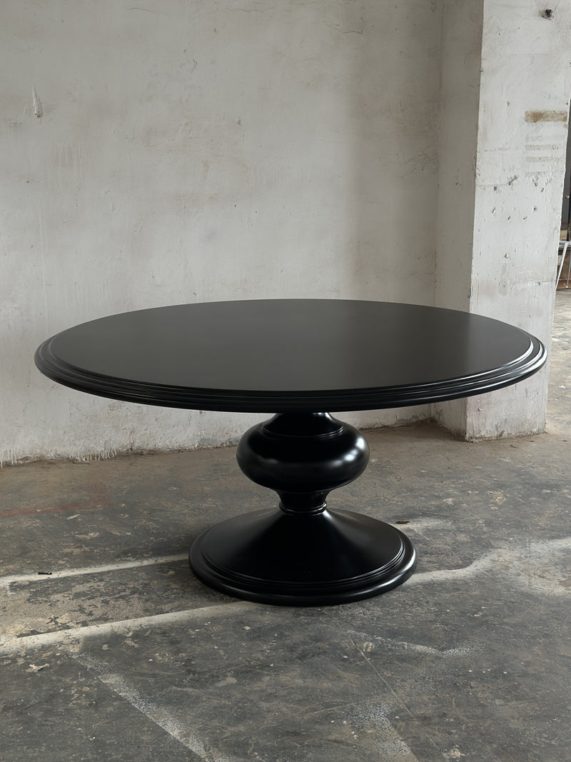 American Light Luxury Wood Black Round Table
