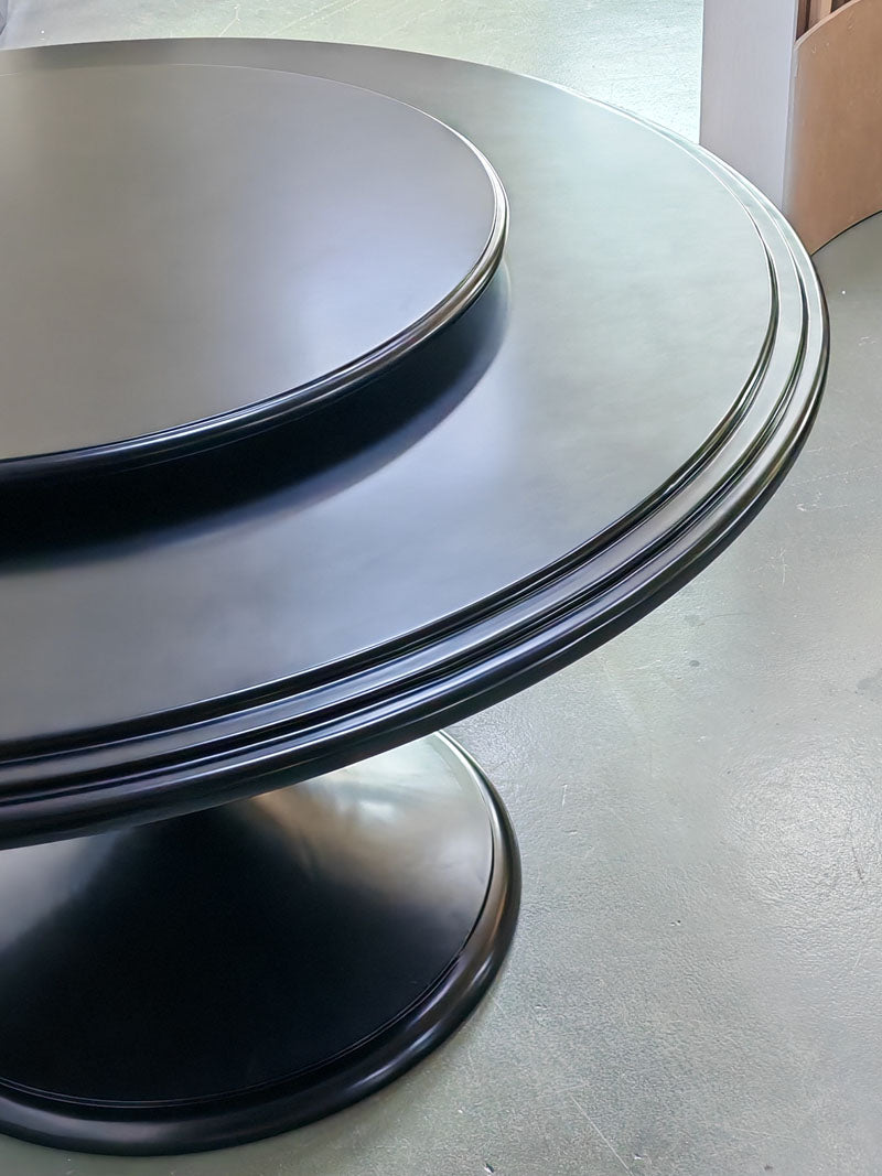 American Light Luxury Wood Black Round Table