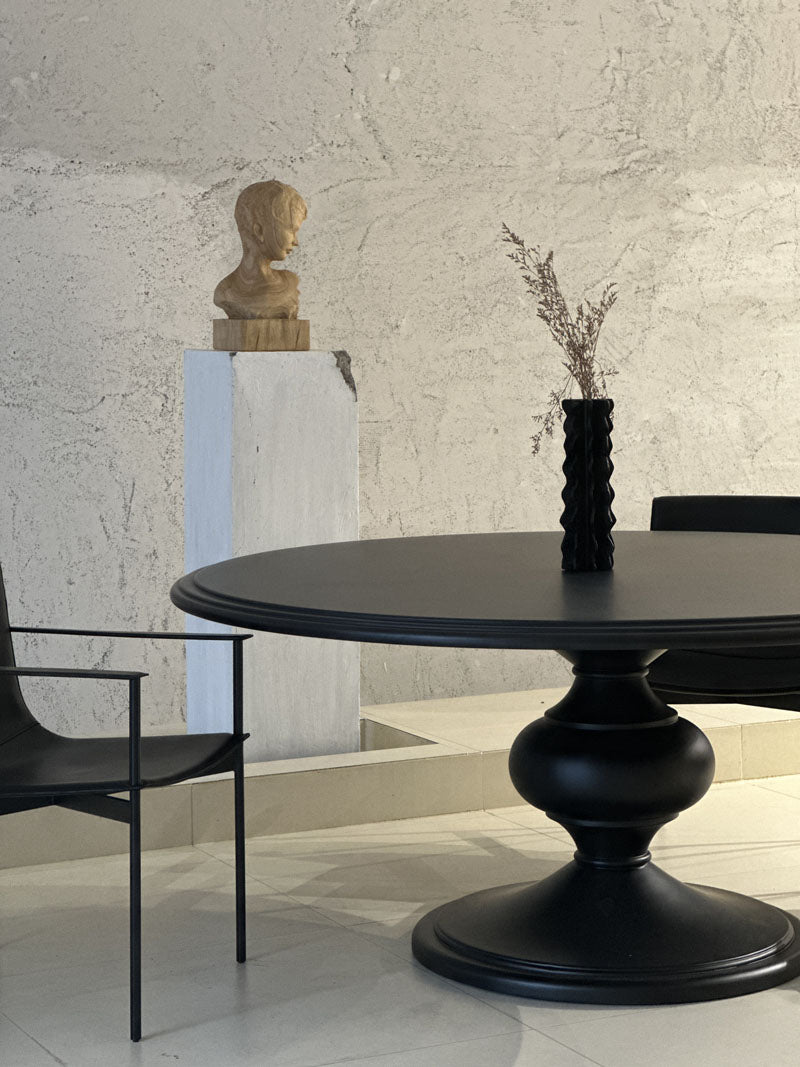 American Light Luxury Wood Black Round Table