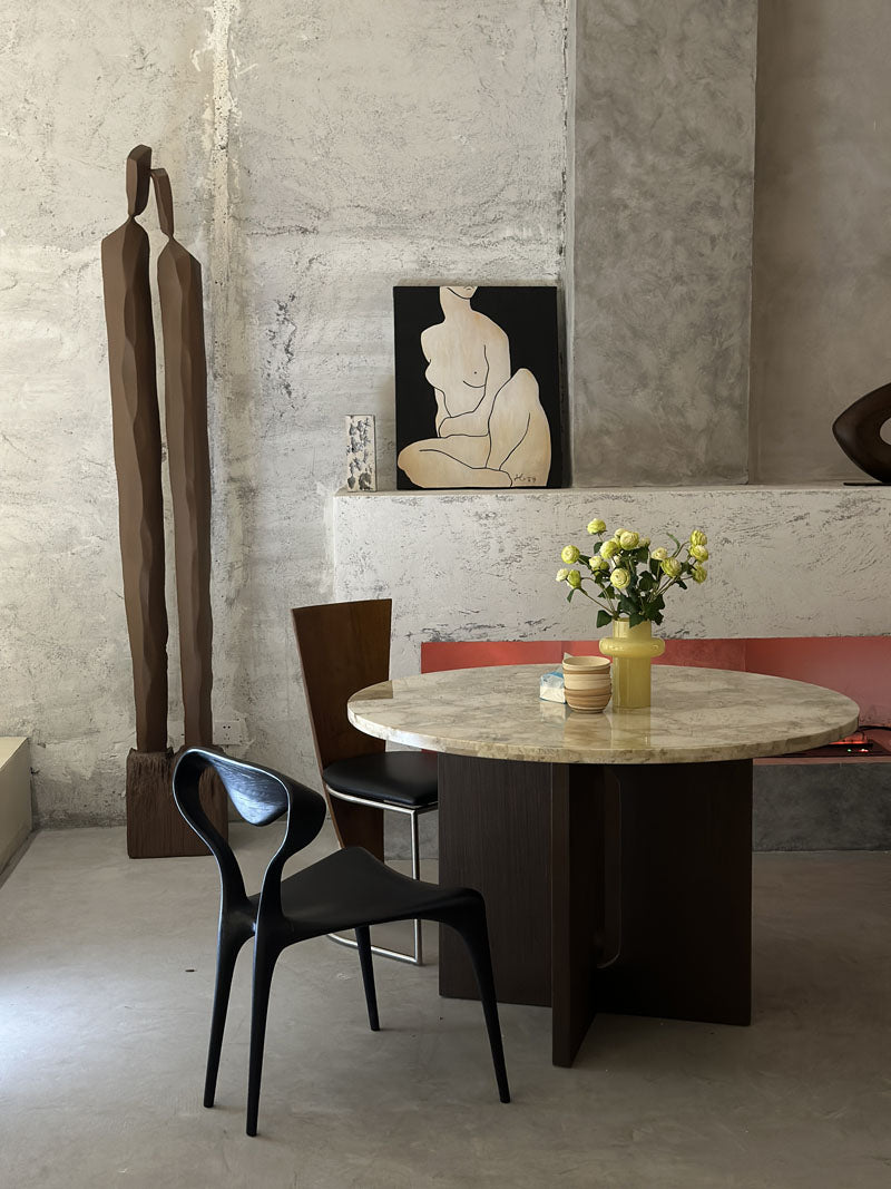 Luxury Marble Wood Round Dining Table