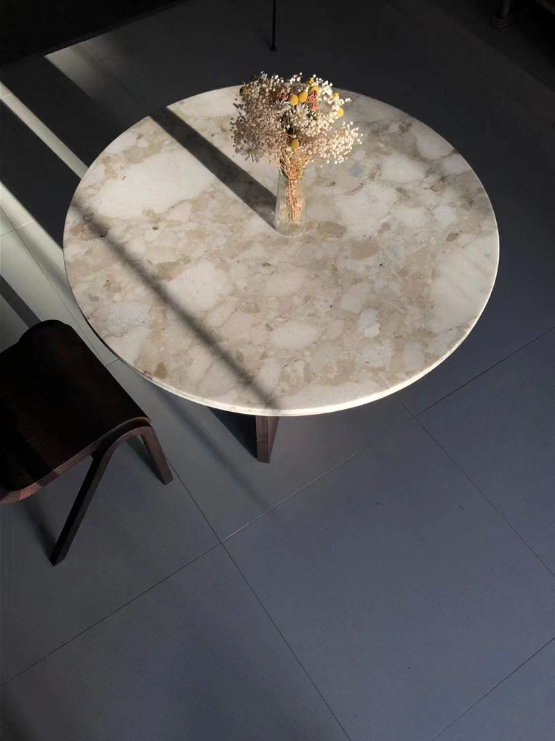 Luxury Marble Wood Round Dining Table