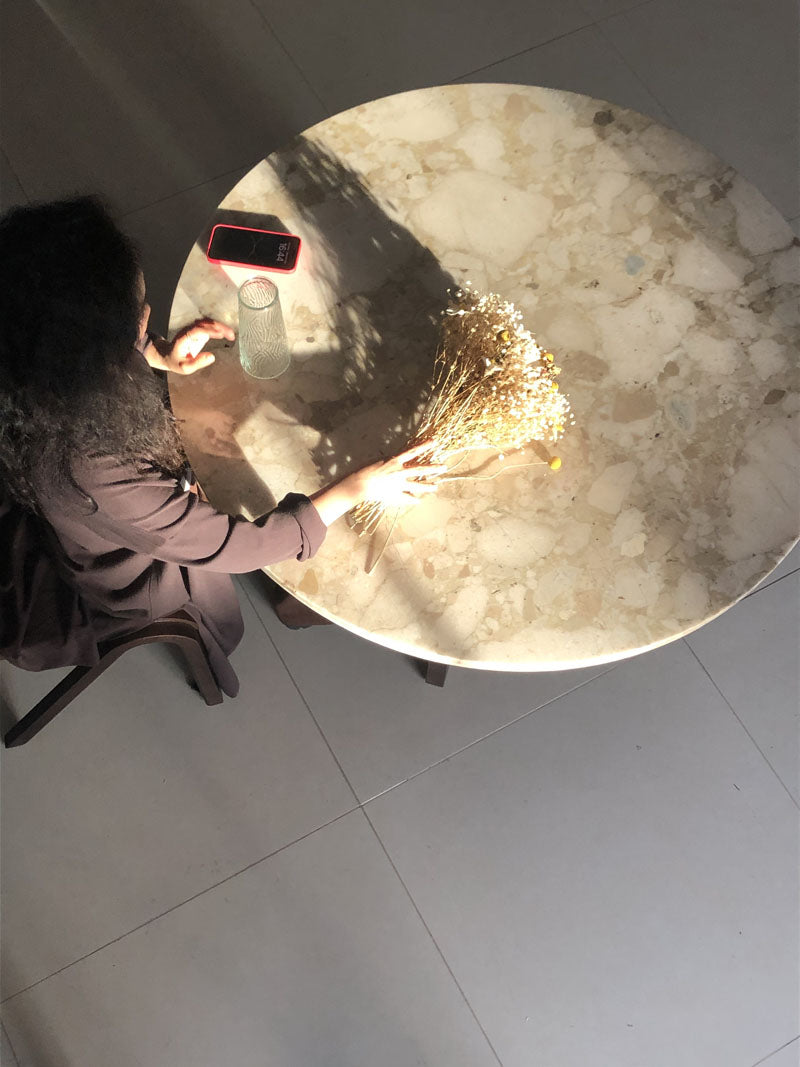 Luxury Marble Wood Round Dining Table