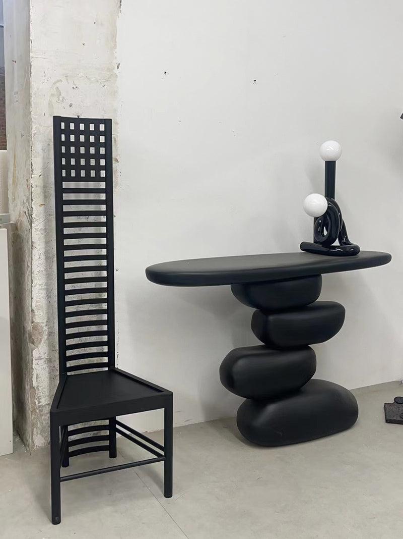 Wood Artistic Stacked Pebble Console Table