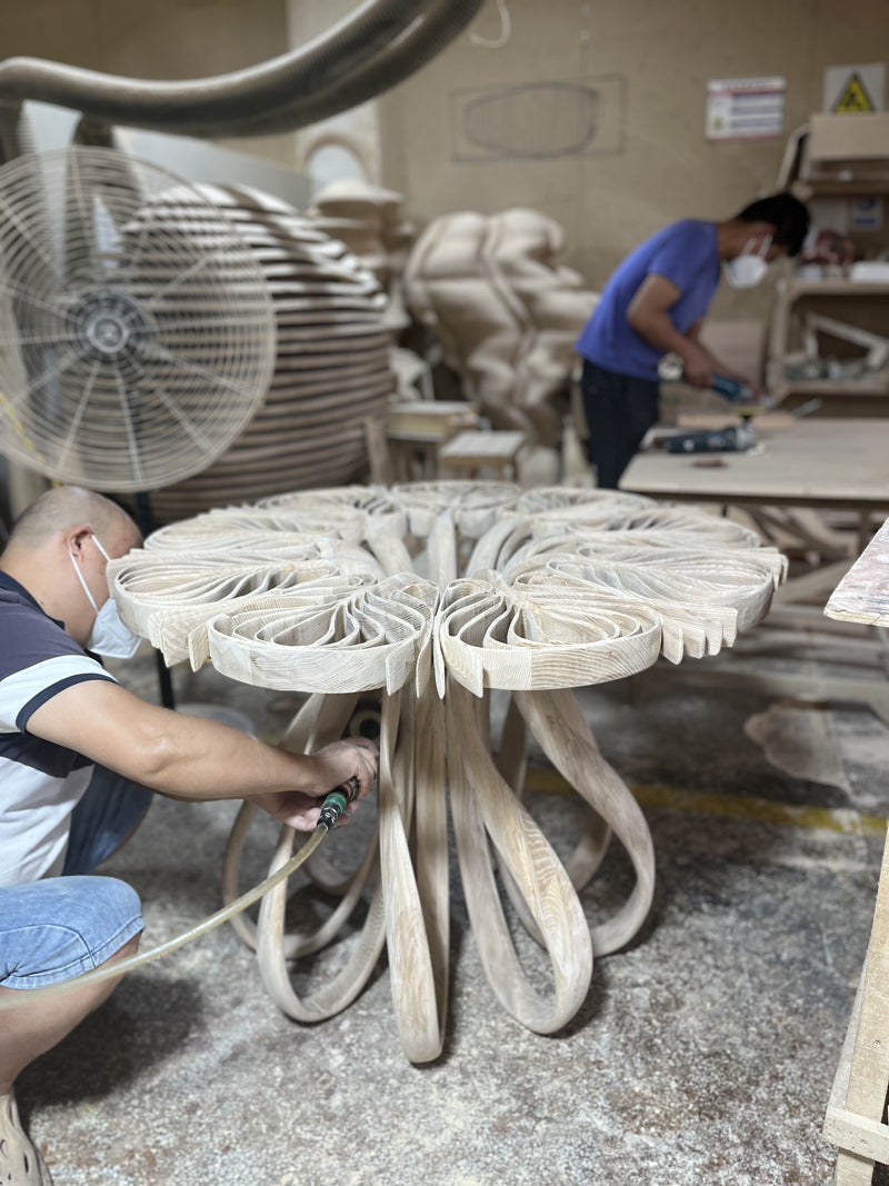 Solid Wood Luxury Blooms Table Art Furniture