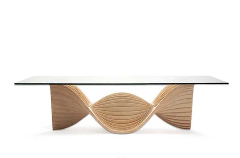 Wood and Glass Rectangular Dining Table Luxury Furniture