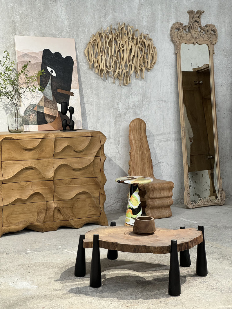 Sculpture Wooden Coffee Table Living Room Furniture