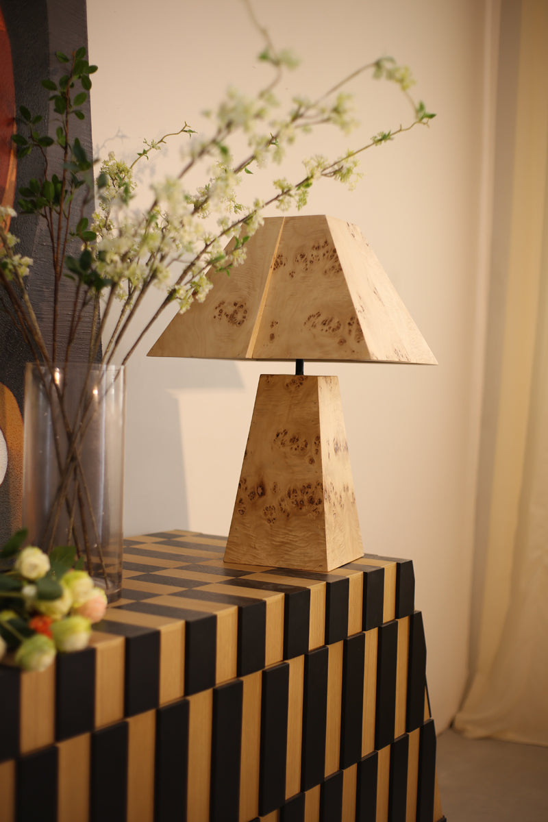 Burl Wood Table Top Lamp Art Furniture