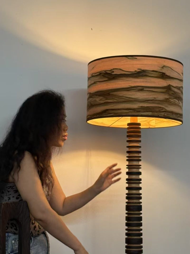 Wooden Sculpture Floor Lamp Art Furniture