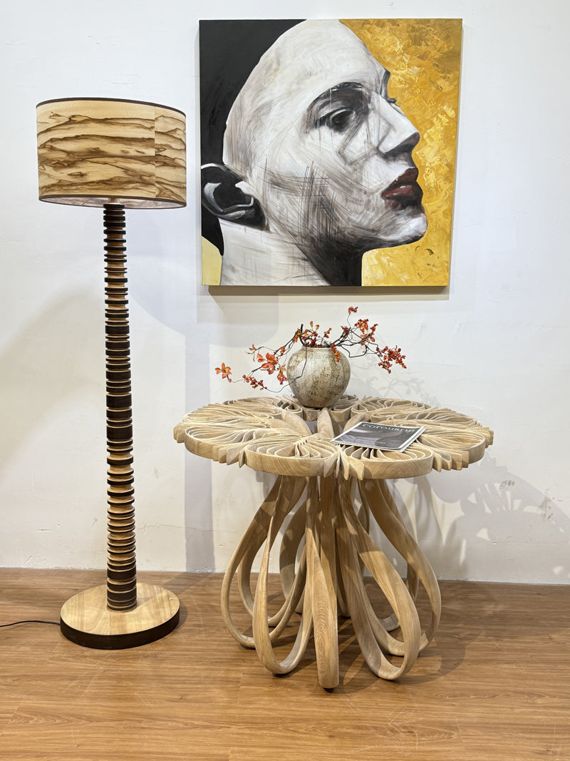 Wooden Sculpture Floor Lamp Art Furniture