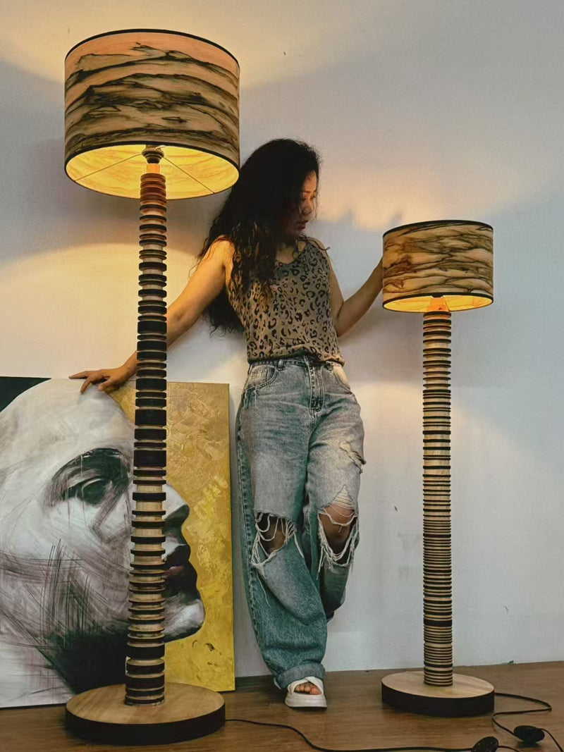 Wooden Sculpture Floor Lamp Art Furniture