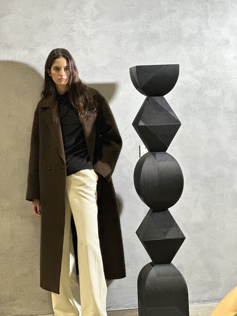 Solid Wood Black Abstract Sculpture