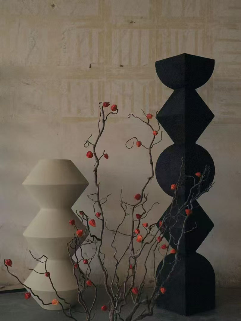 Solid Wood Black Abstract Sculpture