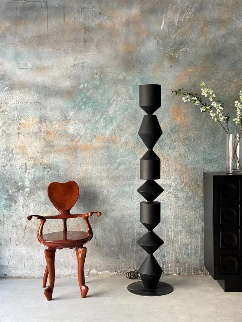 Artistic Sculptural Stacked Geometric Floor Lamp