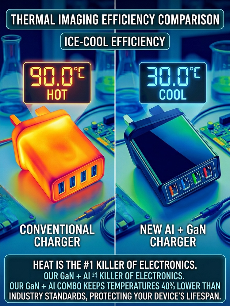Four-Port Travel Charger for Extended Phone Battery Life