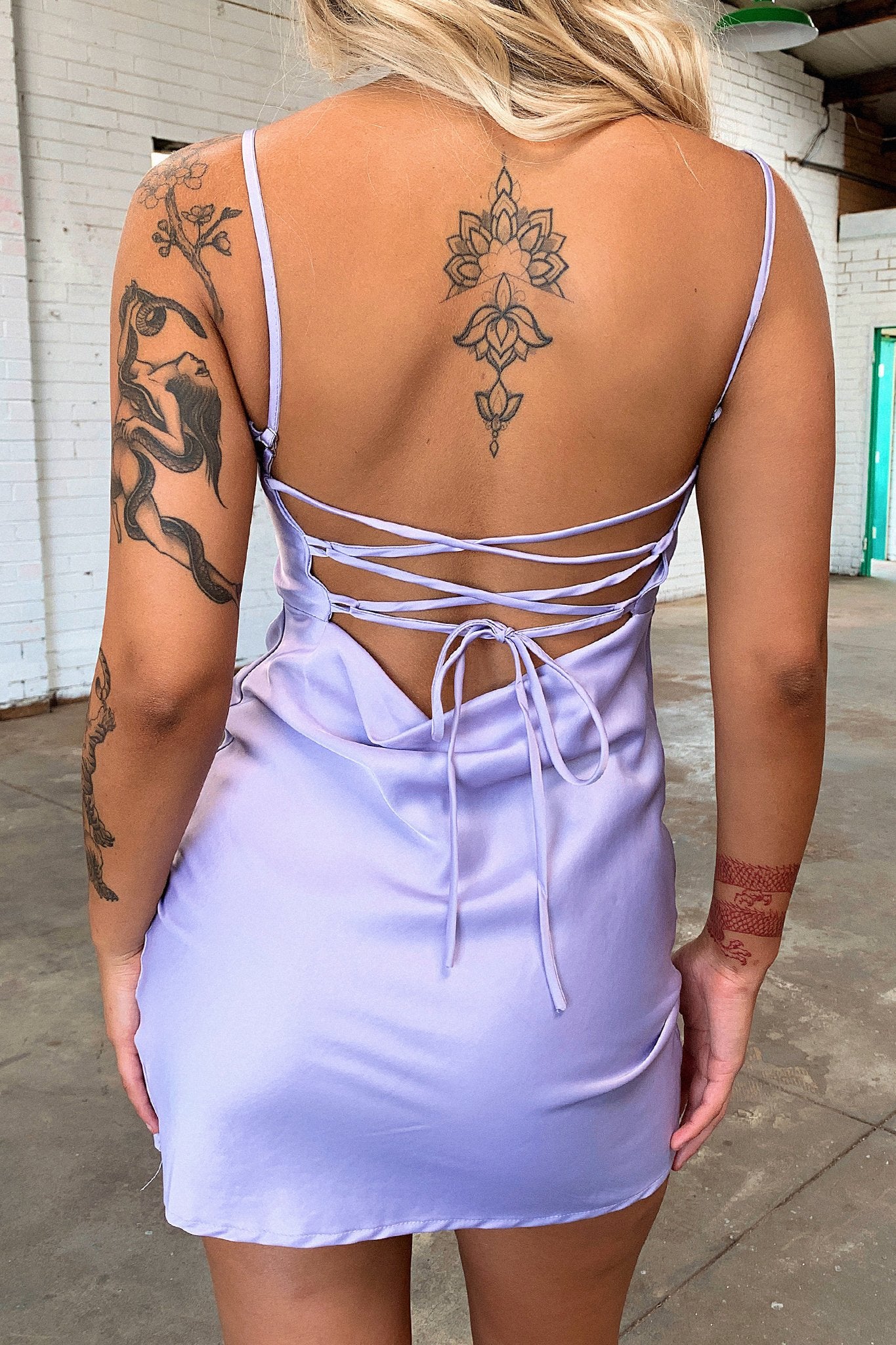 Addison Satin Mini Dress - Lilac-Coutiqo
