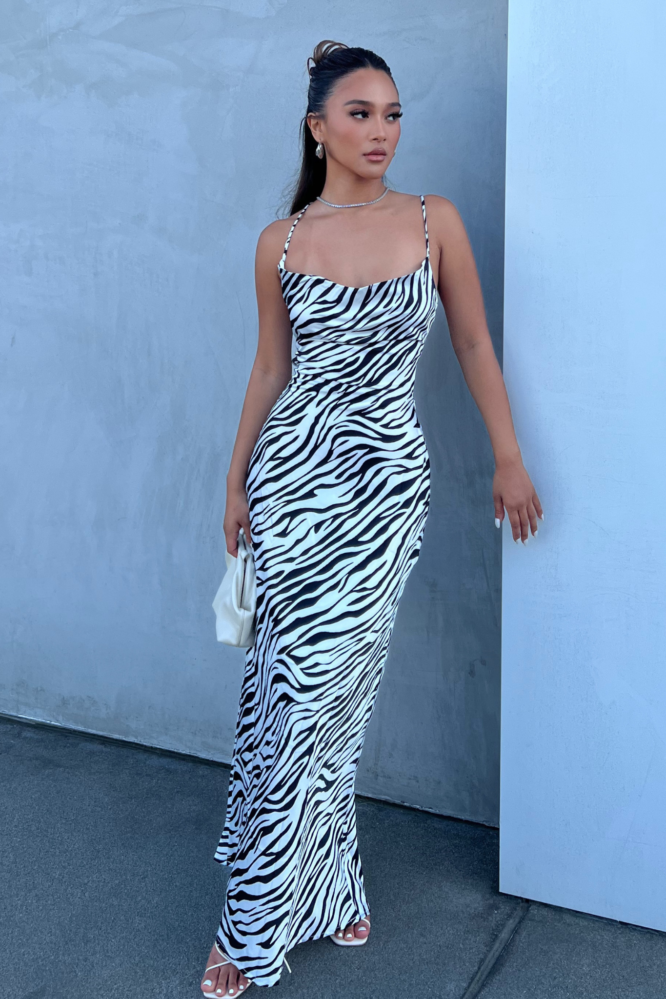 Sierra Maxi Dress - Zebra Print-Coutiqo