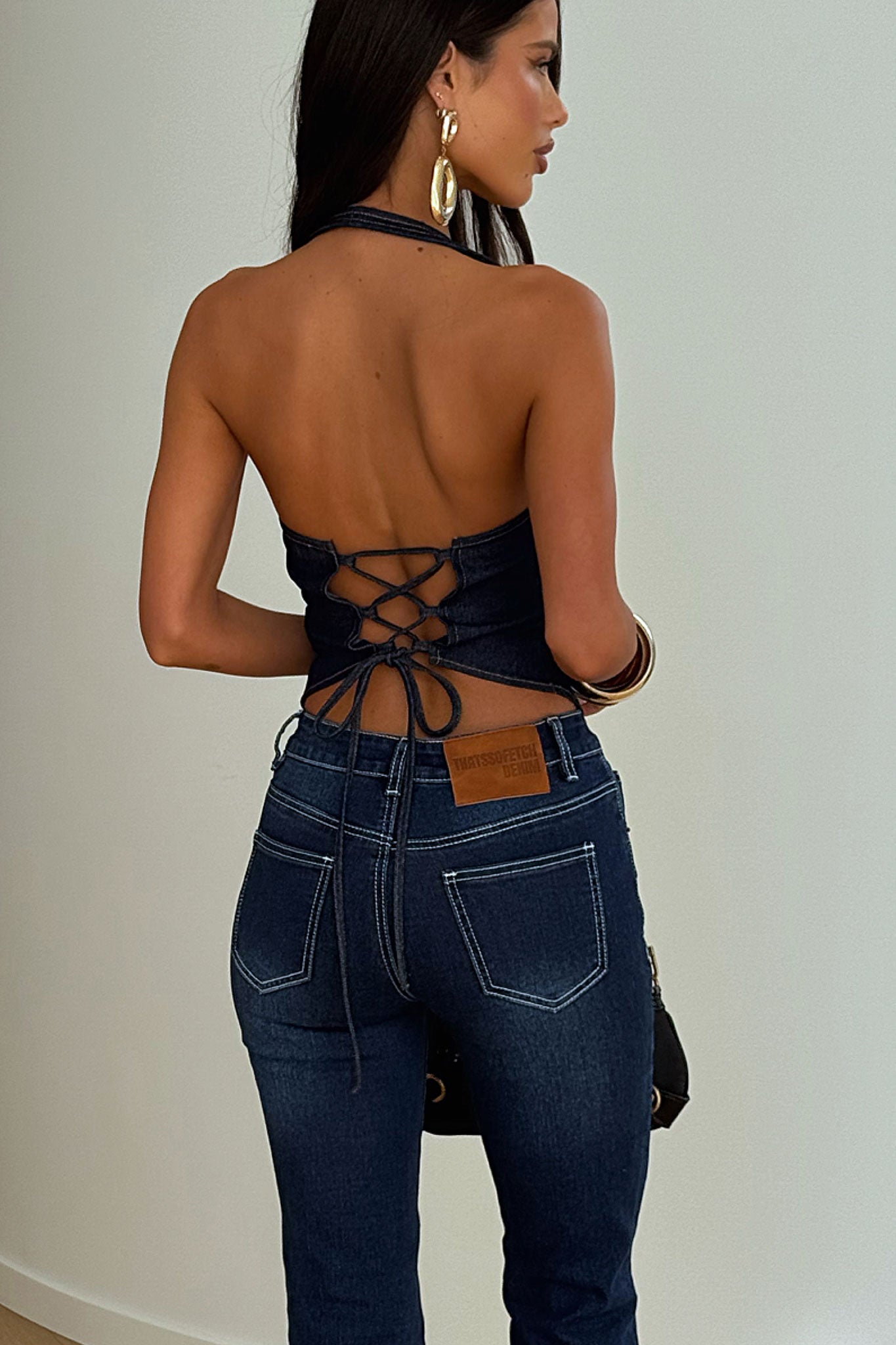 Taylyn Low Rise Jeans - Dark Blue-Coutiqo