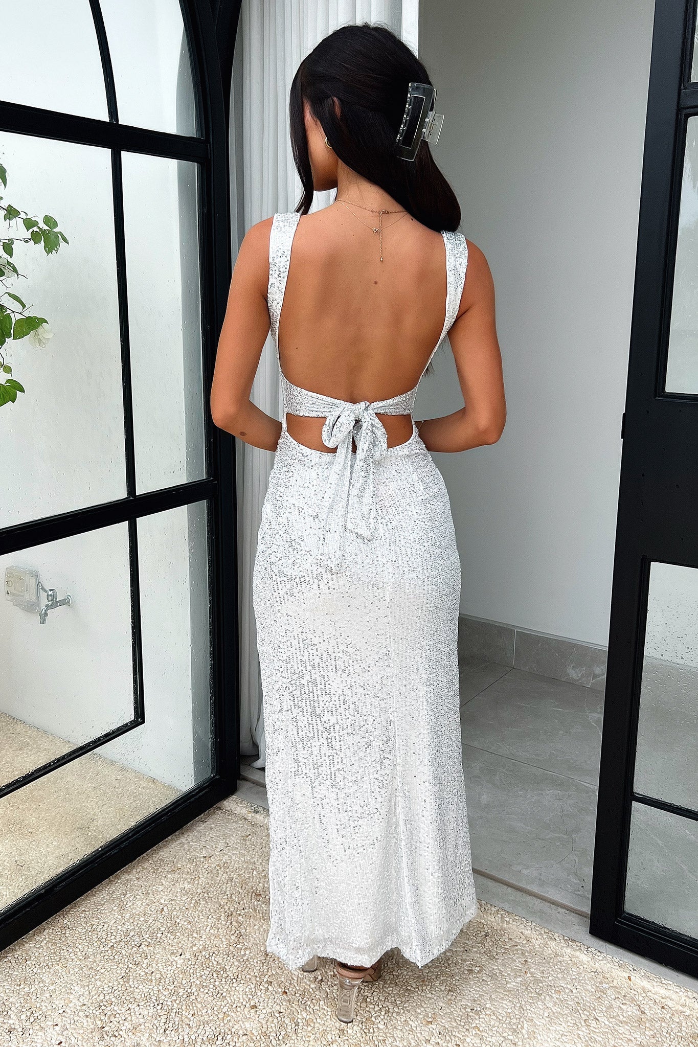 Athenia Maxi Dress - Silver-Coutiqo