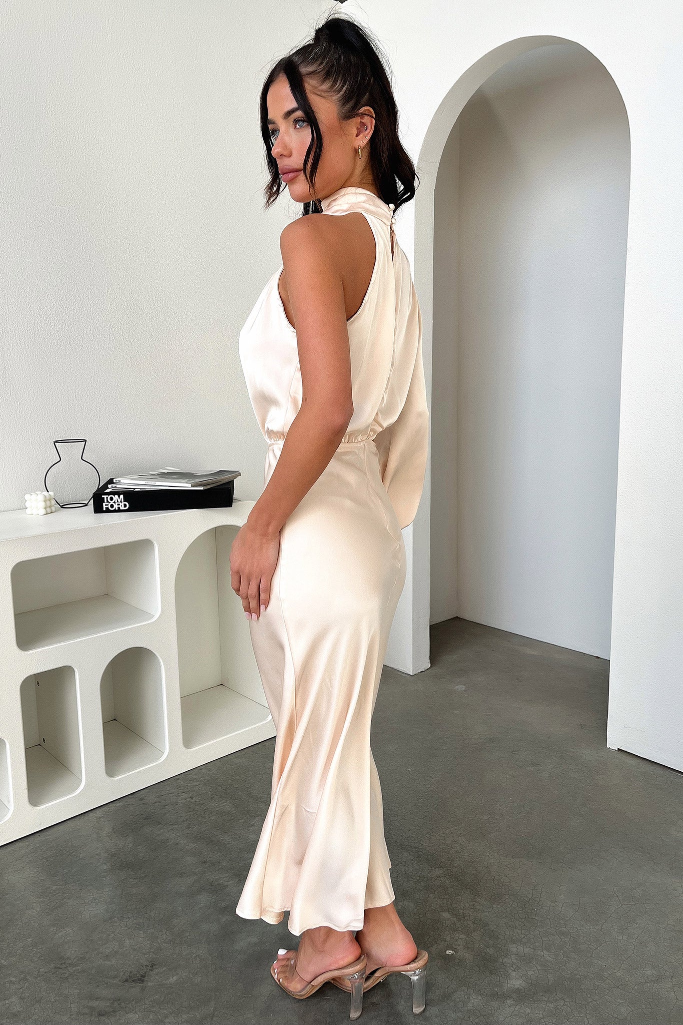 Atonia Midi Dress - Champagne-Coutiqo