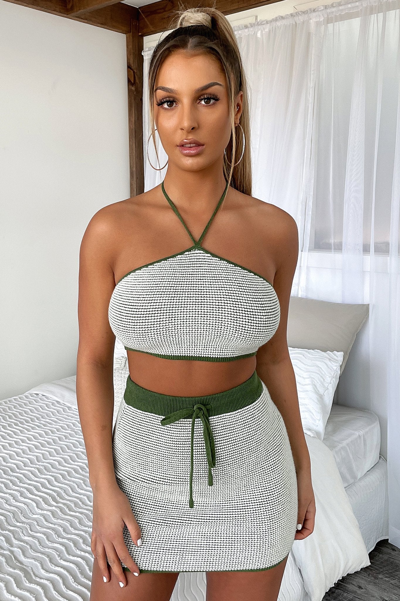 Ava Knit Crop - Green-Coutiqo