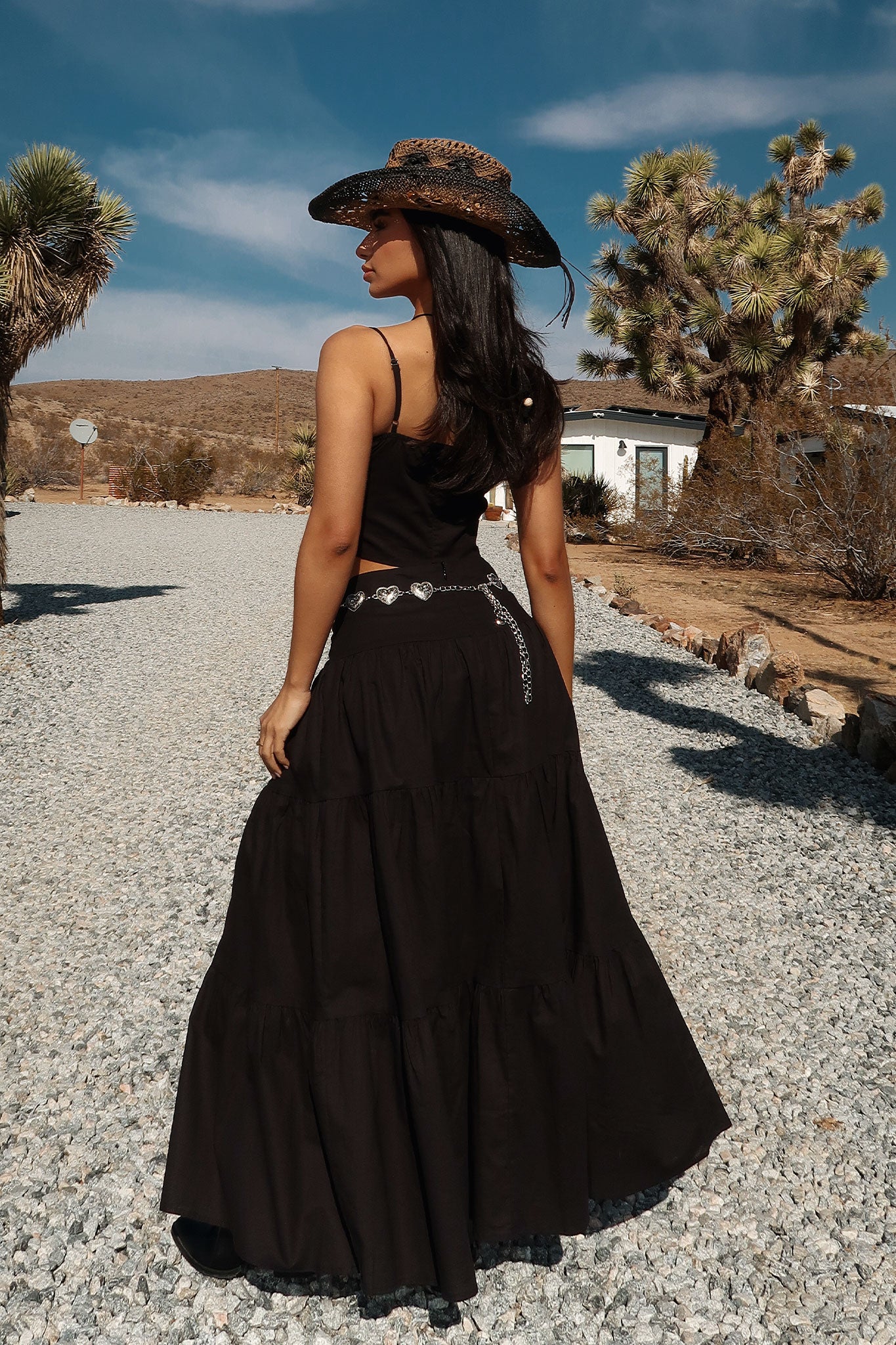 Barbados Linen Maxi Skirt - Black-Coutiqo