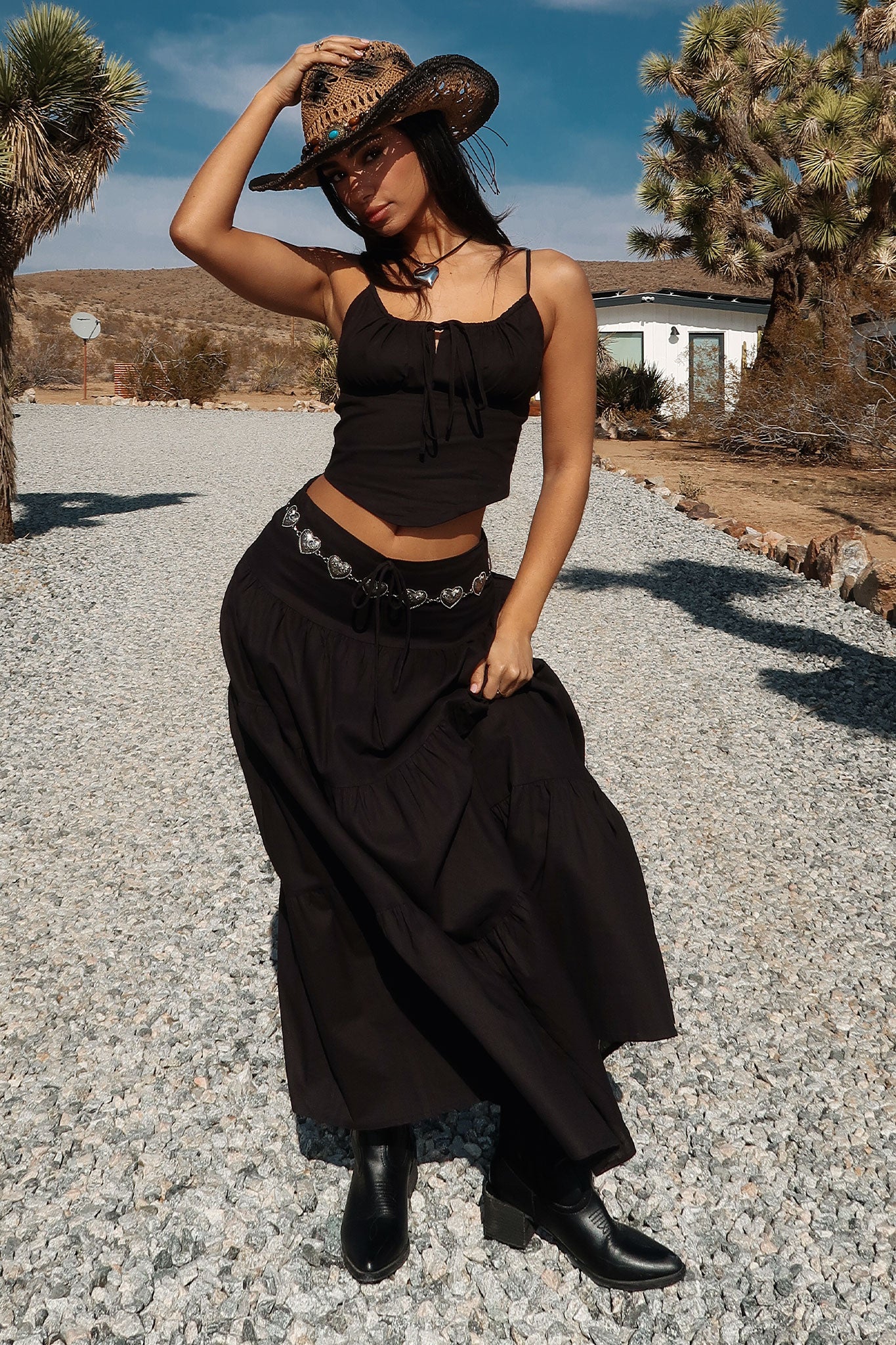 Barbados Linen Maxi Skirt - Black-Coutiqo