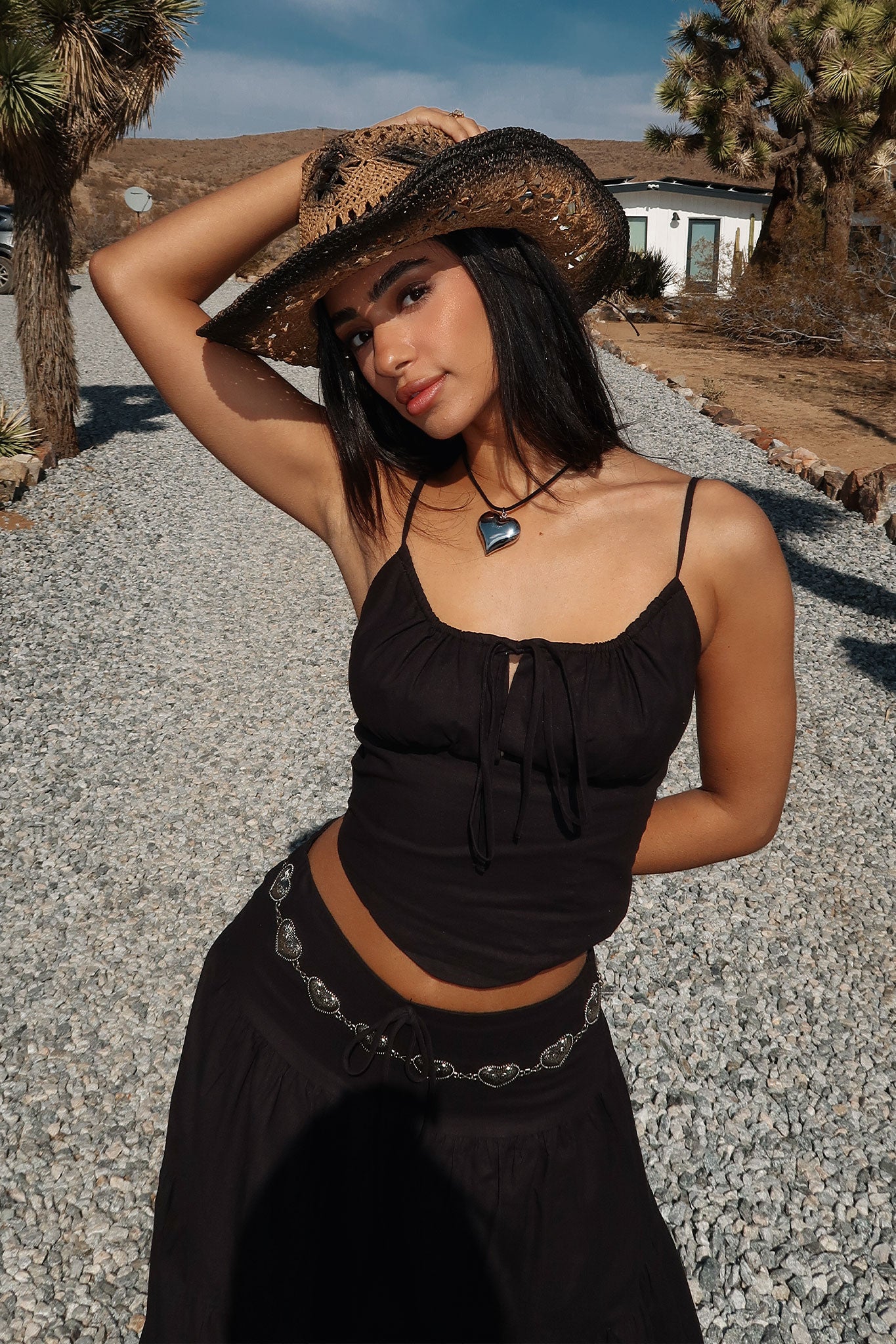 Barbados Linen Top - Black-Coutiqo