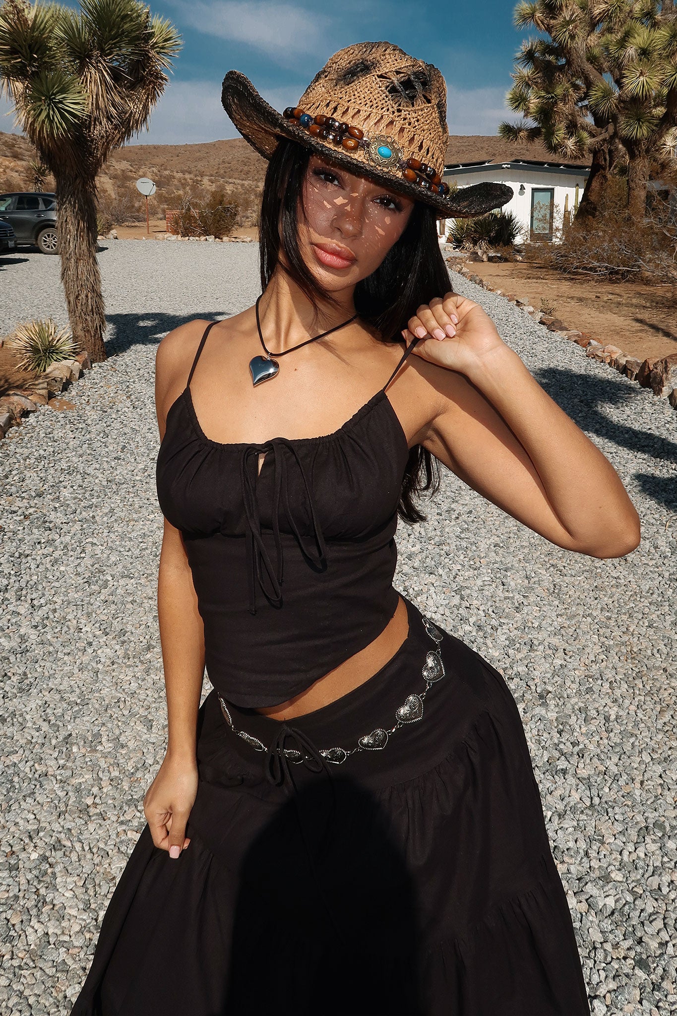 Barbados Linen Maxi Skirt - Black-Coutiqo