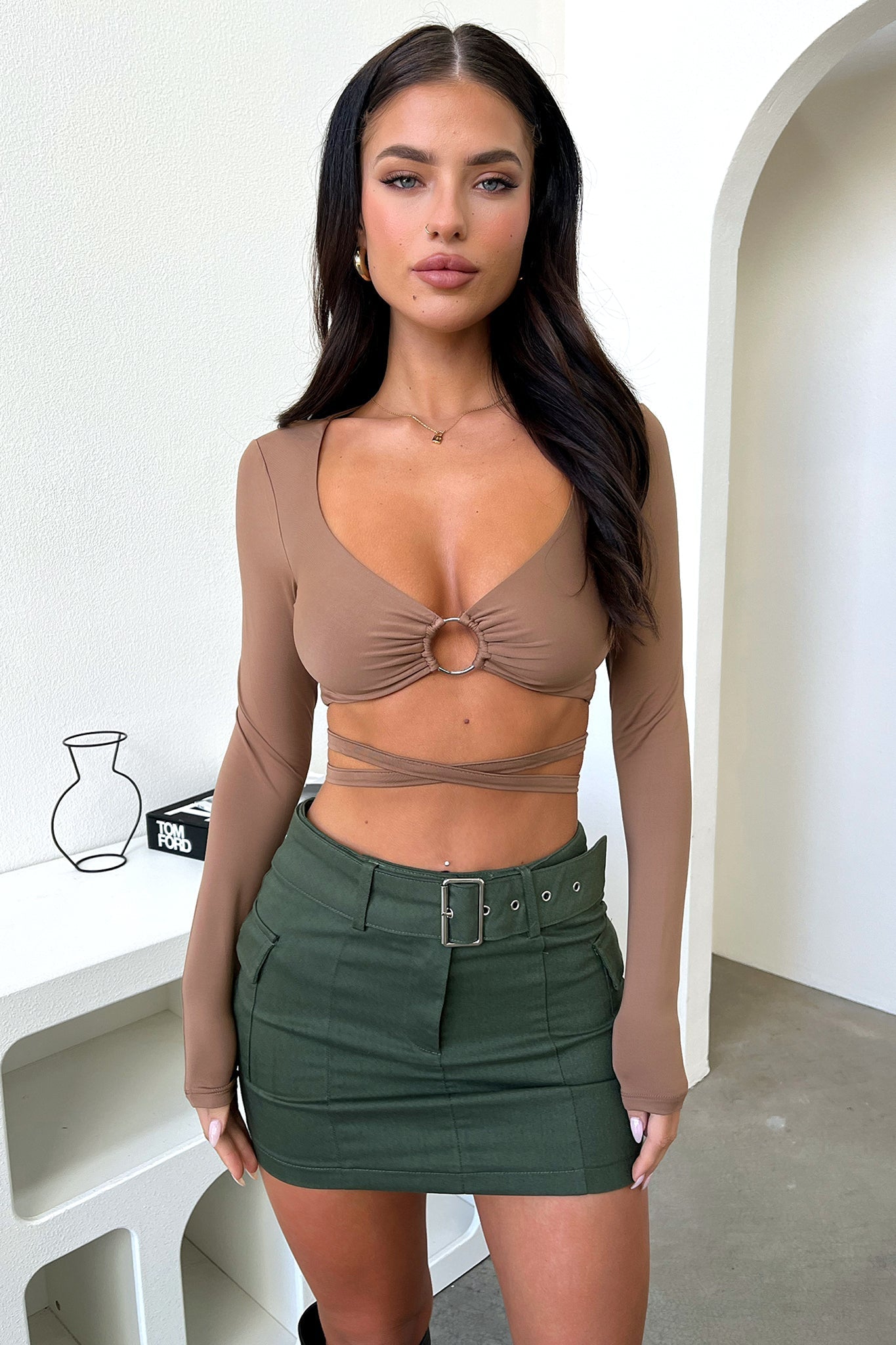 Bella Crop - Brown-Coutiqo