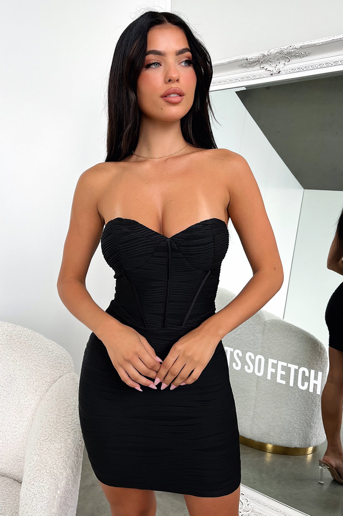 Zeline Mini Dress - Black-Coutiqo