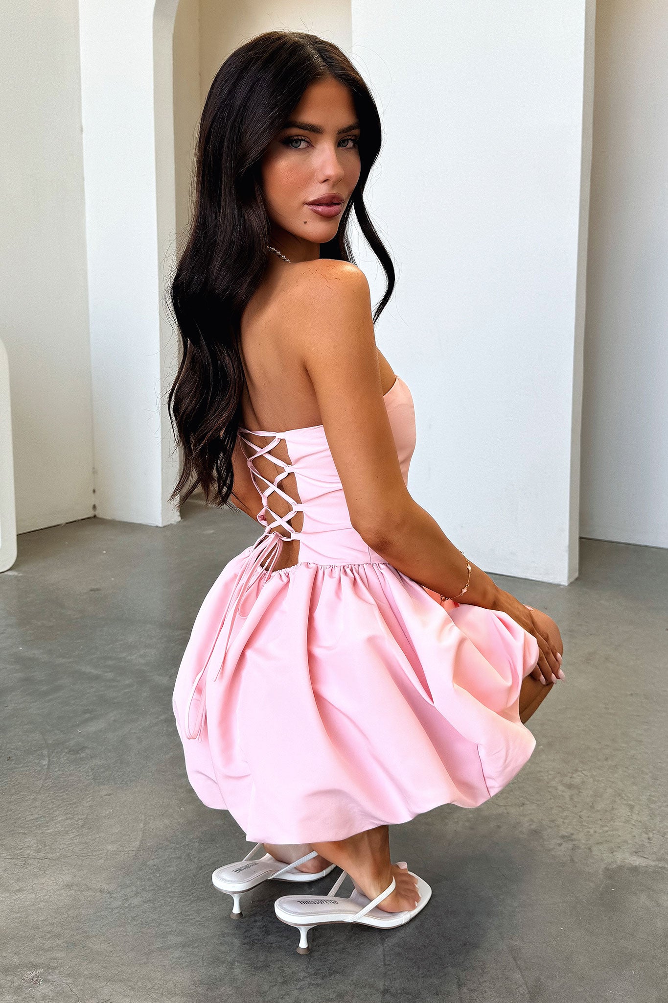 Bluebell Bubble Skirt Mini Dress - Pink-Coutiqo